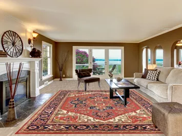 Orange Wool Medallion Heriz Serapi Indian Area Rug 9x12