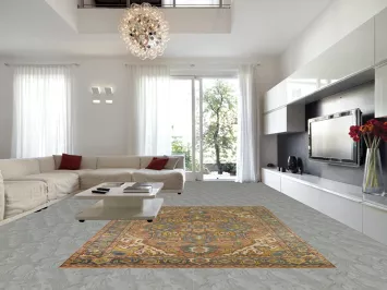 Pastel Orange Blue Wool Heriz Serapi Indian Area Rug 9x12