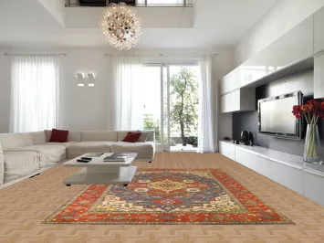 Geometric Wool Heriz Serapi Oriental Large Rug 10x14