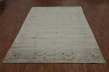 Contemporary Gabbeh Rug in Neutral Tones with Delicate Details 8x12