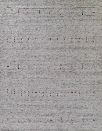 Ivory & Blue Tribal Gabbeh Indian Area Rug 8x10