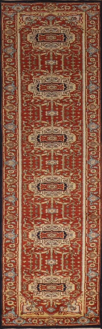 Geometric Wool Heriz Serapi Oriental Runner Rug 3x12