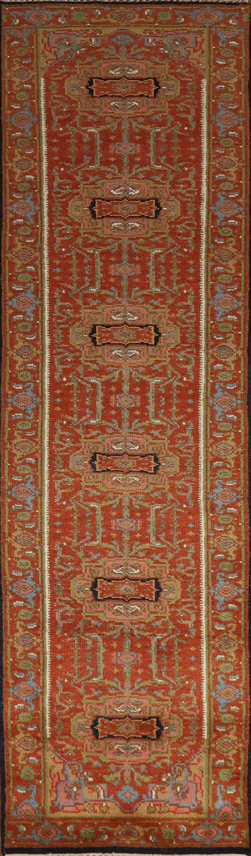 Orange Wool Heriz Serapi Oriental Runner Rug 3x12
