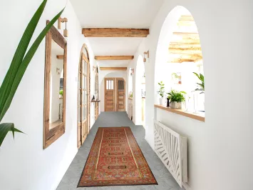 Orange Wool Heriz Serapi Oriental Runner Rug 3x12