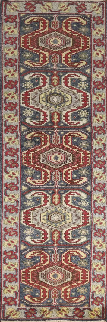 Geometric Wool Heriz Serapi Oriental Runner Rug 3x10