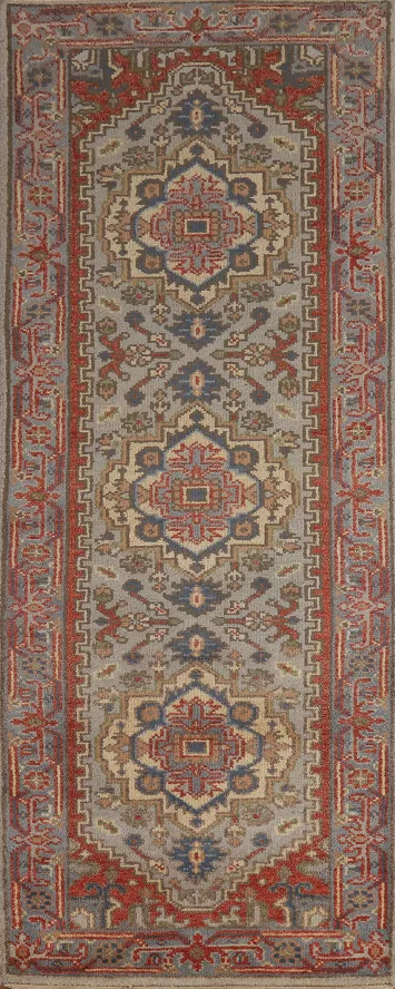 Handmade Heriz Serapi Oriental Runner Rug 3x8