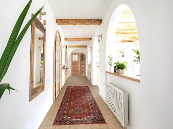 Geometric Wool Heriz Serapi Indian Runner Rug 3x12