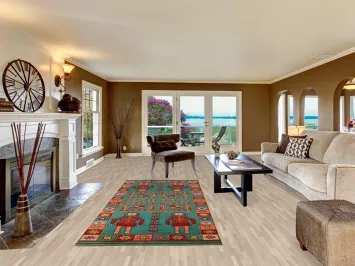 Green Wool Heriz Serapi Indian Runner Rug 4x10