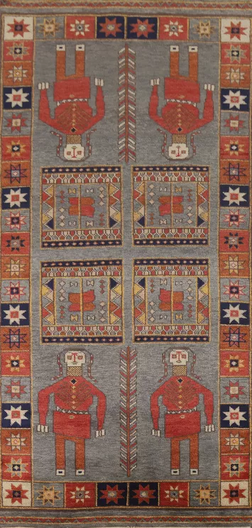 Geometric Wool Heriz Serapi Indian Runner Rug 4x10