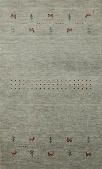 Aqua Green Tribal Wool Gabbeh Indian Rug 3x5