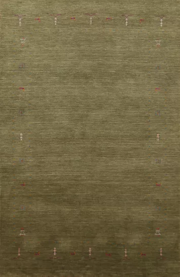 Handmade Green Gabbeh Indian Area Rug 5x8