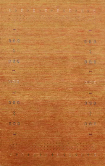 Orange Tribal Wool Gabbeh Indian Area Rug 5x8