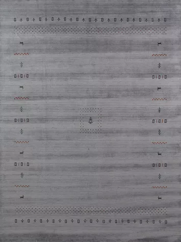 Silver Gray Wool Gabbeh Indian Area Rug 8x10