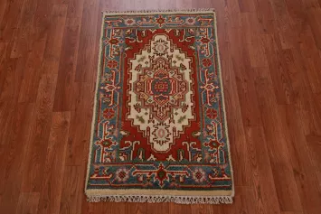 Medallion Wool Ivory Heriz Serapi Indian Rug 2x3