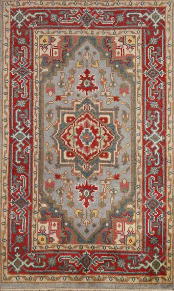 Geometric Wool Heriz Serapi Indian Rug 3x5