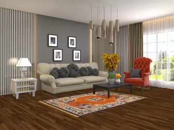 Animals Orange Art Deco Vegetable Dye Chinese Rug 4x6