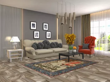 Vegetable Dye Pictorial Kashan Dabir Persian Rug 5x7