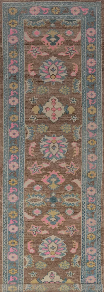 Vegetable Dye Oushak Turkish Runner Rug 3x15