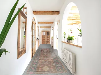 Handmade Brown Oushak Vegetable Dye Runner Rug 3x15