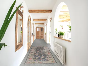 Vegetable Dye Oushak Turkish Runner Rug 3x9