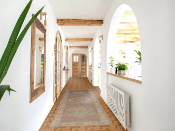 Vegetable Dye Brown Oushak Turkish Runner Rug 3x10