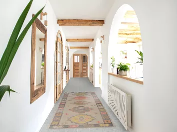 Vegetable Dye Oushak Turkish Runner Rug 3x9