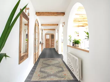 Vegetable Dye Gray Oushak Turkish Runner Rug 3x8