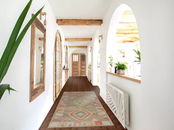 Vegetable Dye Oushak Turkish Runner Rug 3x9