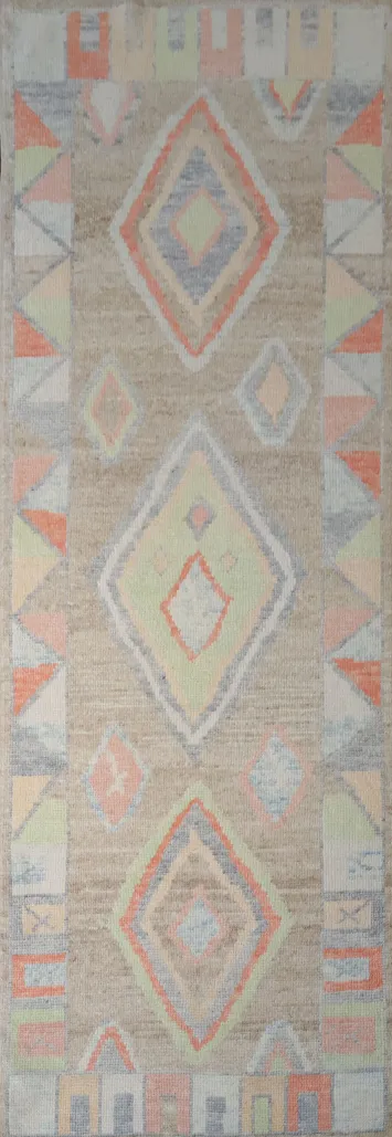 Vegetable Dye Pastel Oushak Turkish Runner Rug 3x9 ft