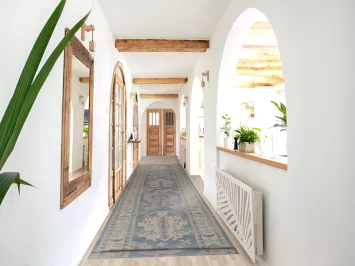 Vegetable Dye Blue Oushak Turkish Runner Rug 3x19