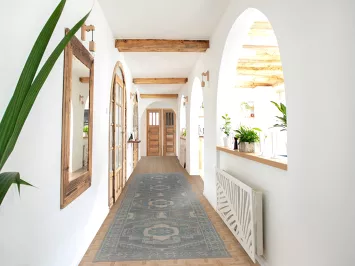 Gray & Blue Handmade Oushak Vegetable Dye Runner Rug 3x14