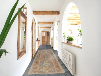 Vegetable Dye Brown Oushak Turkish Runner Rug 3x13