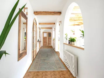 Light Blue Floral Oushak Vegetable Dye Runner Rug 3x17