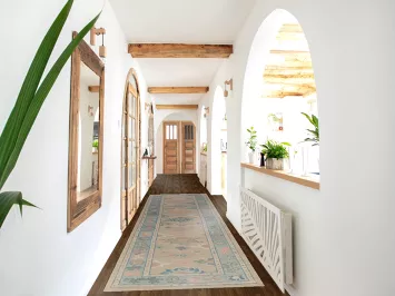 Vegetable Dye Wool Oushak Turkish Runner Rug 3x13