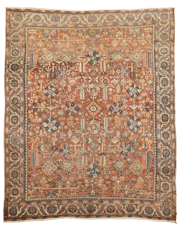 Pre-1900 Vegetable Dye Heriz Serapi Persian Area Rug 9x12