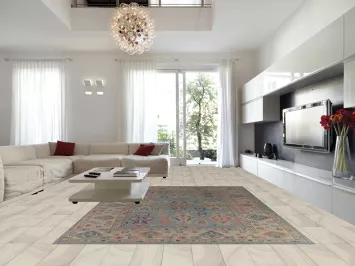 Geometric Blue Oushak Vegetable Dye Area Rug 9x13