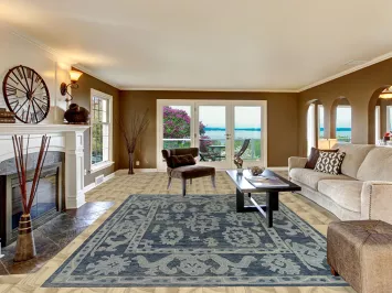 Vegetable Dye Blue Oushak Turkish Area Rug 8x12