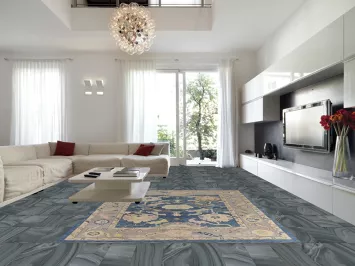 Vegetable Dye Blue Oushak Turkish Area Rug 9x11