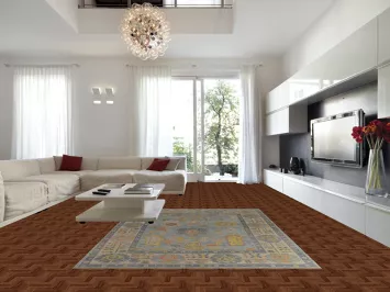 Light Blue Floral Oushak Vegetable Dye Area Rug 8x11