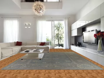 Vegetable Dye Blue Oushak Turkish Large Rug 13x18