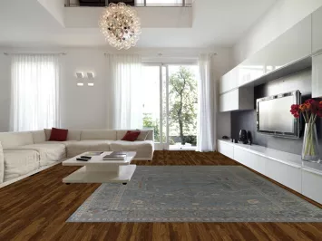 All-Over Blue Vegetable Dye Oushak Turkish Large Rug 11x15