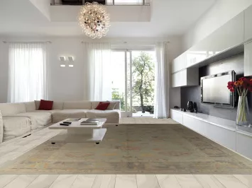 Vegetable Dye Green Oushak Turkish Large Rug 14x20