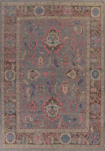 Vegetable Dye Oushak Turkish Large Rug 10x14