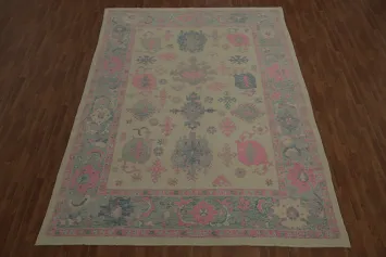 Traditional Oushak Large Area Rug 9x12 with Ornamental Patterns