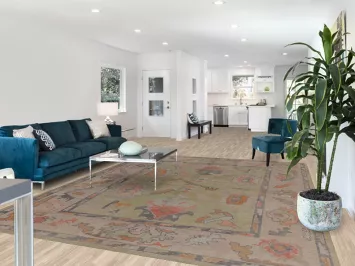 Vegetable Dye Green Pistachio Oushak Turkish Area Rug 9x11