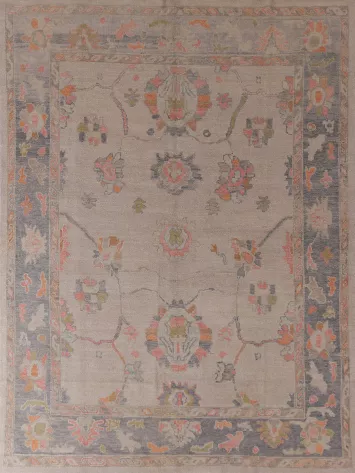 Vegetable Dye Floral Oushak Turkish Area Rug 8x10