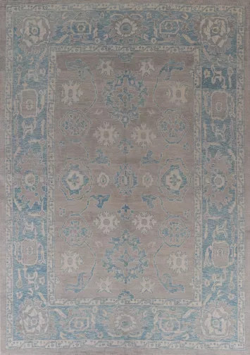 Vegetable Dye Gray Oushak Turkish Area Rug 9x12