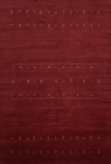 Elegant Deep Red Rug with Geometric Accents for Modern Homes 7x10