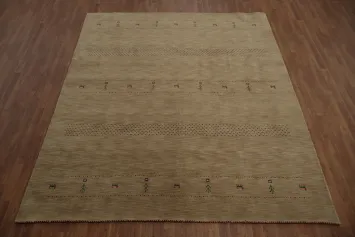 Elegant Gabbeh Area Rug 8x10 with Subtle Decorative Patterns