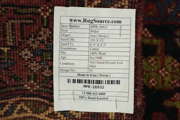 Pre-1900 Antique Vegetable Dye Bidjar Halvaei Persian Rug 4x6